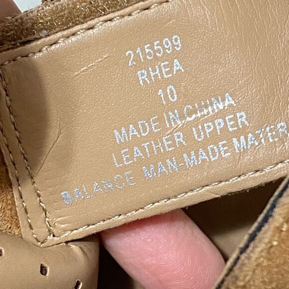 Franco Fortini Leather Booties Rhea Suede Block Heel Peep Toe Tan Shoes size 10 - Picture 14 of 14